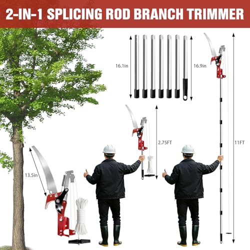 Pole Saw for Tree Trimming,Long Handle Branch Cutter Pole,Manual Pole Cutter for Yard Garden Patios Trees Branches Cutting (Red)