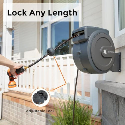 Giraffe Tools Retractable Garden Hose Reel 1/2"78FT Wall Mount Auto Rewind - size: 1/ 2"78 ft