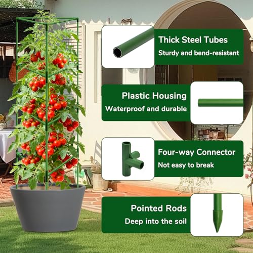ZeeDix 65 Inch Heavy Duty Tall Tomato Cages for Garden 2 Pack - size: 65"-2 Pack