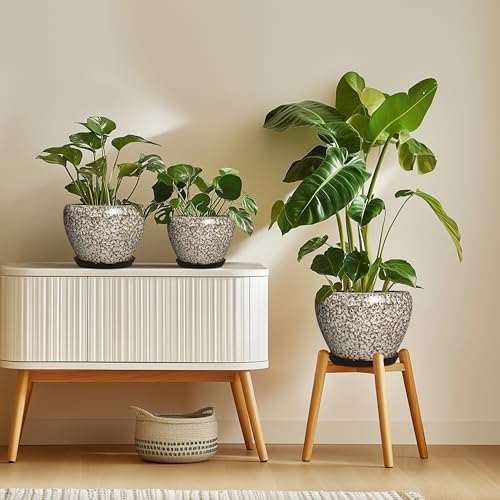 Ceramic Plant Pots, 8 Inch Planters Indoor, White Leopard - color: White Leopard, size: 8 Inch