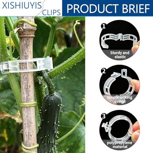 120Pcs Plant Support Clips, Tomato Clips for Climbing Plants, Reusable Plastic Garden Trellis Clips for Vine Vegetables Grape Tomato Cucumber to Grow Upright Healthier ( - color: White