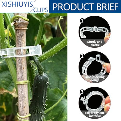 120Pcs Plant Support Clips, Tomato Clips for Climbing Plants, Reusable Plastic Garden Trellis Clips for Vine Vegetables Grape Tomato Cucumber to Grow Upright Healthier ( - color: White