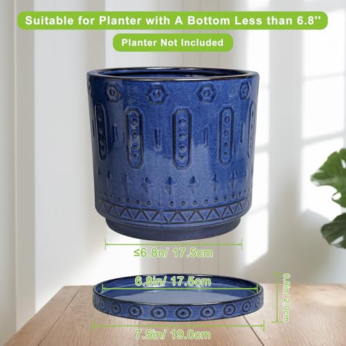 Eightpot Plant Water Catcher Tray 7.5 Inch, 2 Pack Ceramic Plant Saucer for Indoor Outdoor, Round Plant Plates to Catch Water, Modern Plants Drainage Tray, Decorative Plants Dish, Blue - color: Blue, size: 7.5 Inch (2 Pack)