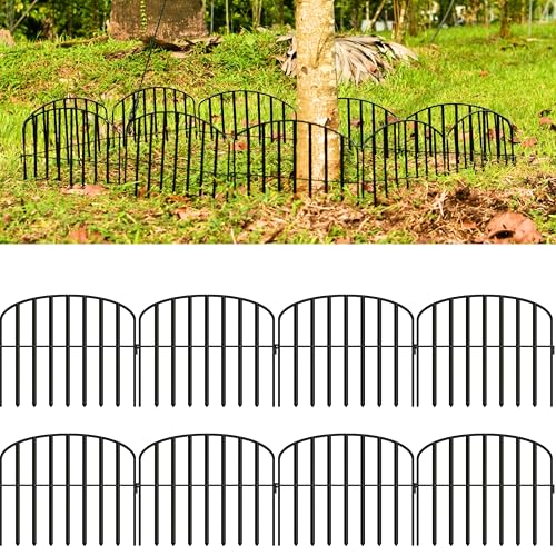 ShopLaLa Decorative Fence (20 Panels) 13in(L) x 16.5in(H) Rustproof Black Metal Wire Fencing Animal Barrier for Dog, Stylish Flower Bed Edging for Landscape Yard Lawn Patio Outdoor Panel Decor Border