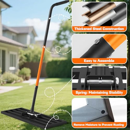COZEER 30" x 10" Leveling Rake,Leveler Tool with 78" Adjustable Handle