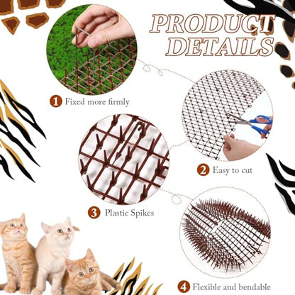 Zopeal 6.5ft Cat Deterrent Mat, Soft Spikes, Indoor Outdoor Pet Repellent - color: Dark Brown, style: 79 x 12 Inch