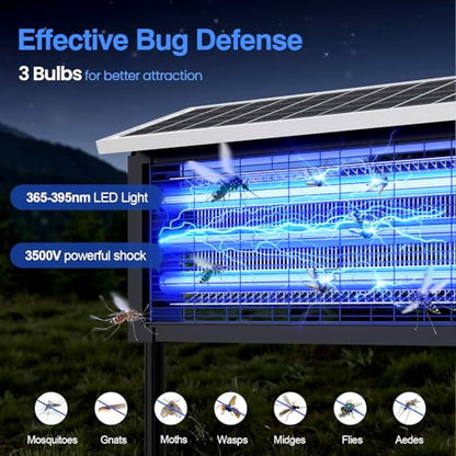 Solar Bug Zapper Outdoor, 30W Large Mosquito Zapper Outdoor - size: 25.6 inches for 4000 sq.ft