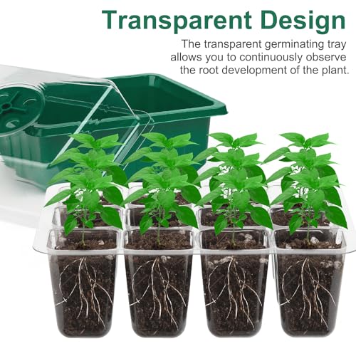 12 Pack Seed Starter Trays, 144Cell Stater Kit with Humidity Dome Green