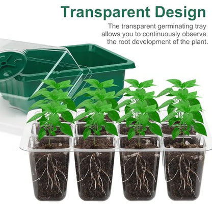 12 Pack Seed Starter Trays, 144Cell Stater Kit with Humidity Dome Green