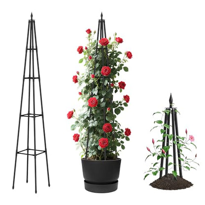 Alisisfores 6 FT Obelisk Trellis for Climbing Plants, Black - size: 6 Ft