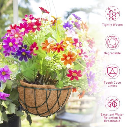 Riare 6 Pack 12 Inch Coco Liners for Planters, Round Hanging Baskets Liners - size: 12inch