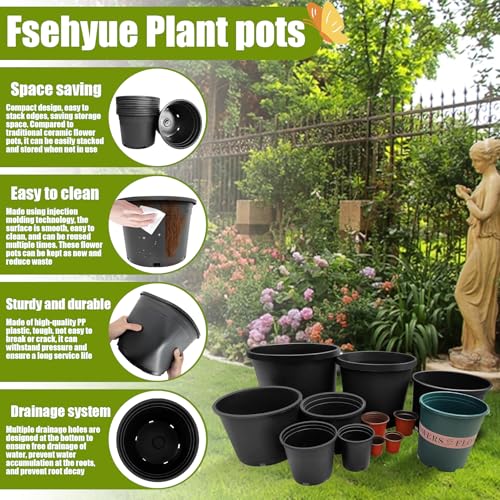 5 Gallon Nursery Pots Plastic Container Injection Molded Pot for Plants Flexible with Drainage Holes Suitable for Plants Soil Growers or Hydroponics Black 10 Pcs - size: 5 Gallon
