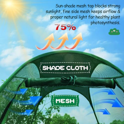 Pop Up Plant Netting Cover 28×28×32” Shade Mesh with Zipper Door Shade Top - size: 70*70*80 2PCS