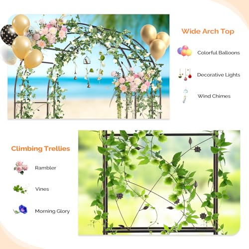 VINGLI Garden Arbor, Arch for Wedding Ceremony Party, Christmas Garden Decor Steel Garden Trellis for Plant Climbing, Pergola for Garden, Backyard, Lawn (Arch Top, Bronze) - style: Arch Top, Bronze