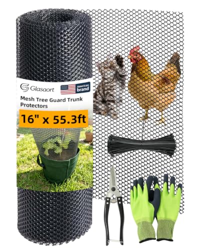 16" x 55.3ft Plastic Chicken Wire Tree Protectors Black HDPE Mesh Fencing - size: 55.3FT