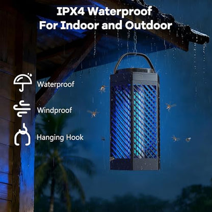 Bug Zapper Outdoor Indoor, 2 in 1 Rechargeable Mosquito Zapper with 8000mAh Battery and LED Light, USB Charging Electric Fly Zapper, Portable Fly Trap Mosquito Killer for Patio Backyard, Garden
