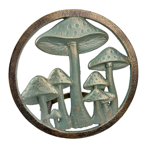 Zeckos Garden Hose Holder Mushroom 12 Inch Cast Iron Verdigris Bronze - color: Mushroom - Bronze