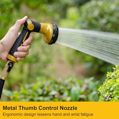 FANHAO Heavy Duty Garden Hose Nozzle, Metal Hose Sprayer Easy Thumb Control - color: Yellow