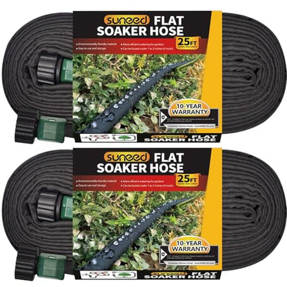 Flat Soaker Hose 25FT 2-Pack for Garden Beds - size: 25FT 2Pack