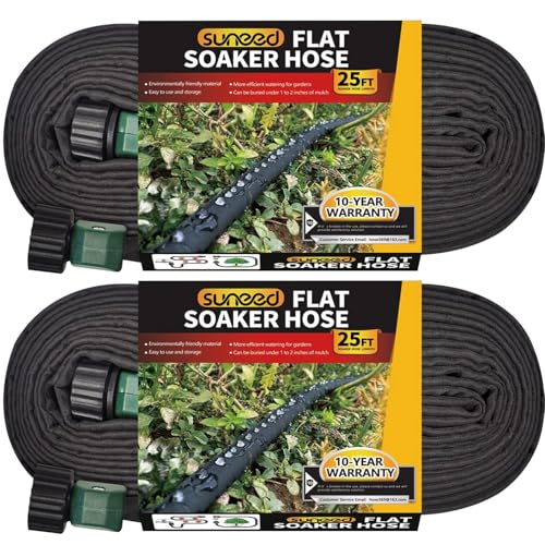 Flat Soaker Hose 25FT 2-Pack for Garden Beds - size: 25FT 2Pack