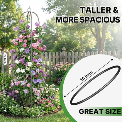 Metal Trellis for Climbing Plants Outdoor, 2026 Upgrade 100% Metal with Powder Coating, Rose, Flowers, Grape, Pea, Cucumber Tomato Cage - 6.3 FT Freestanding Plant Support