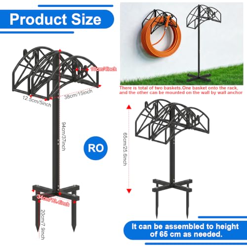 Garden Water Hose Holder Heavy Duty Stand With 4 Spikes, 2Pc Basket