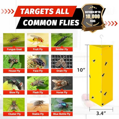 LULUCATCH Fly Glue Trap, 6 Pack Adhesive Fly Traps, Gnat Traps Sticky Bug Catcher, Non-Toxic Odorless Yellow Sticky Trap Indoor for Flies, Moths, Mosquitoes, Flea, for Garage, Barn, Greenhouse & Room - size: 6 Pack