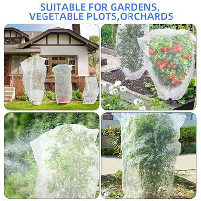 Fruit Protection Bags with Drawstring, 4 Packs Blueberry Bush Netting, Ultra-Fine Mesh Garden Insect Tree Cover, Plant Cover for Pest, Insect Bird Barrier Netting-3.3 x 4.9Ft - size: 3.3 x 4.9Ft