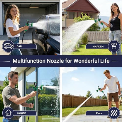 HugeDawn Garden Hose Nozzle, 6 Spray Patterns Heavy Duty Metal Water Nozzle with High Pressure for Watering, Cleaning, Washing (Green) - color: Green
