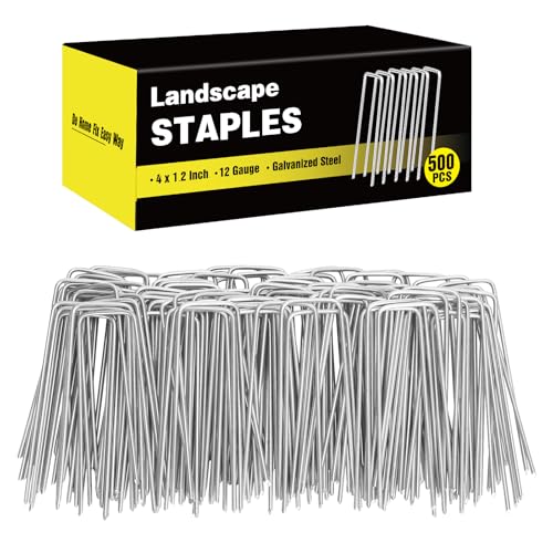 HongWay 500 Pack Landscape Staples 4 Inch, Galvanized Garden Stakes - size: 4 Inch, 500pcs