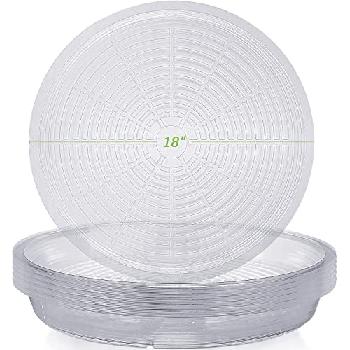Shellwei 18 Pack 18 Inch Plastic Plant Saucers Extra Large Clear Flower Pot Drip Trays Plants Drip Tray Plant Drainage Tray Plants Saucer Trays for Indoors Outdoors - size: 18 Inch