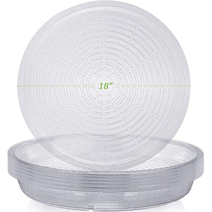 Shellwei 18 Pack 18 Inch Plastic Plant Saucers Extra Large Clear Flower Pot Drip Trays Plants Drip Tray Plant Drainage Tray Plants Saucer Trays for Indoors Outdoors - size: 18 Inch