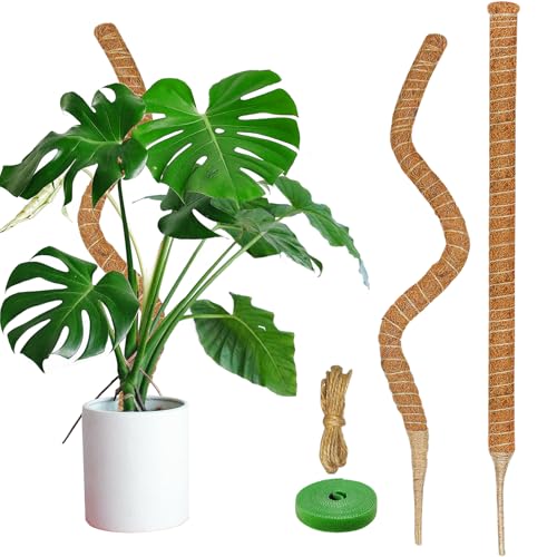 2 Pack 47'' Moss Pole for Monstera, Bendable Coco Coir Plant Support Stakes - size: 2 Pack（47-Inch）