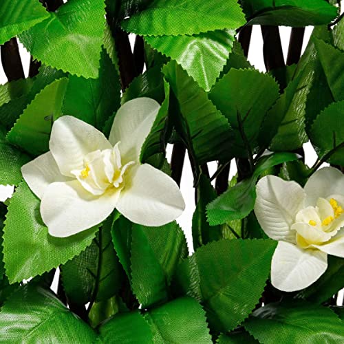 DOEWORKS Expandable Faux Ivy Trellis Fence, Patio Privacy Screen, 1 Pack - color: Green with White Flowers, size: 16 x 45 in, 1 Panel