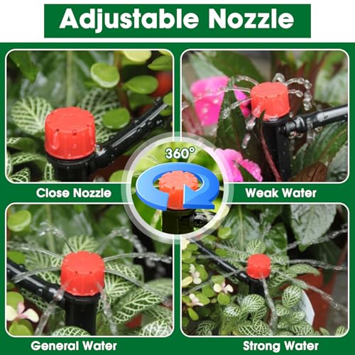 Drip Irrigation Kit, Drip Irrigation System for Garden with 1/4" Irrigation Tubing DIY Saving Water Automatic Watering System for Garden, Greenhouse, Flower Bed, Patio, Lawn - size: 50ft