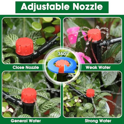 Drip Irrigation Kit, Drip Irrigation System for Garden with 1/4" Irrigation Tubing DIY Saving Water Automatic Watering System for Garden, Greenhouse, Flower Bed, Patio, Lawn - size: 50ft