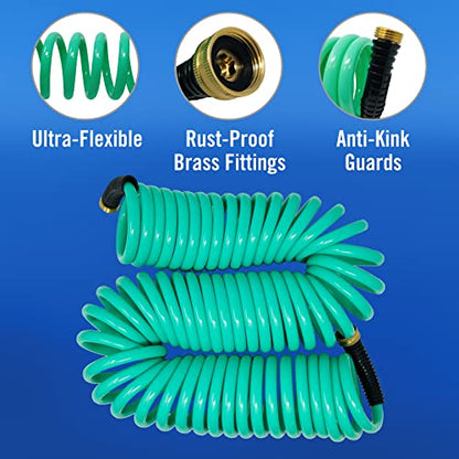 50FT Coiled Boat Hose, Expandable Coil Water Hose, Marine Grade 3/4 Inch - style: 50 FT
