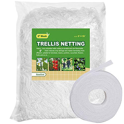 BaseGoal 6in Mesh Trellis Netting, 5x15ft, 1 Pack - size: 6" Mesh (5'X15')