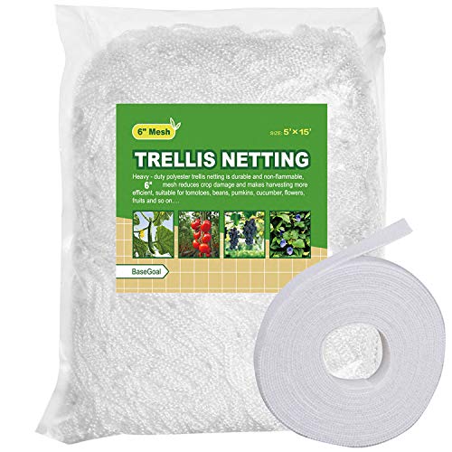 BaseGoal 6in Mesh Trellis Netting, 5x15ft, 1 Pack - size: 6" Mesh (5'X15')
