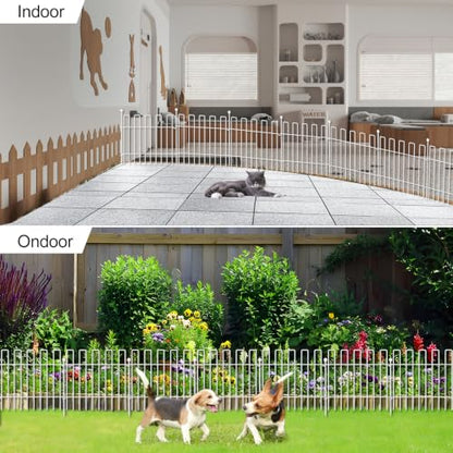 26 Panels No Dig Animal Barrier Fence, 13in(H) x 37ft(L) Garden Edging Border Fencing, Rustproof Metal Stakes Decorative Garden Fence, Dog Digging Defense Fencing Barrier for Outdoor, Yard, White - size: 26 Panels, 13in(H) x 37ft(L) White