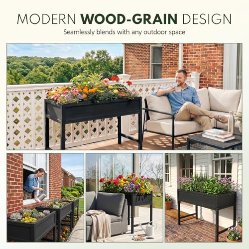 PASAMIC Raised Garden Bed with Legs, 48" HIPS Sturdy Elevated Planter Box - color: Black, size: 48x24x30in