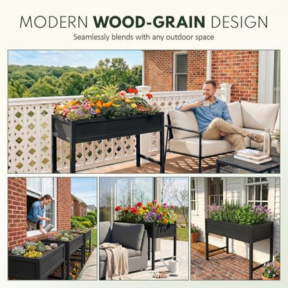 PASAMIC Raised Garden Bed with Legs, 48" HIPS Sturdy Elevated Planter Box - color: Black, size: 48x24x30in