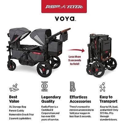 Radio Flyer Voya Stroller Wagon, for Toddlers and Kids 6+ Months, 2 Seats - size: 1.0