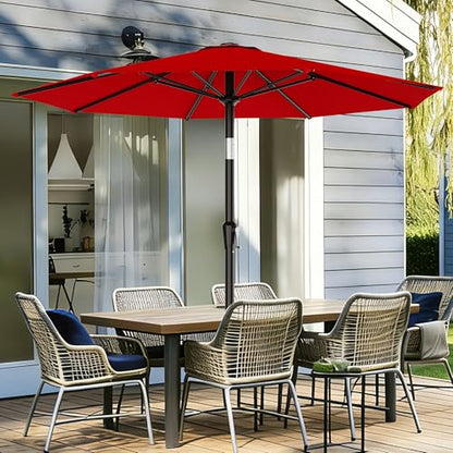 AreShark 9FT Outdoor Patio Umbrella with Tilt and Crank, Red - color: Red, size: 9ft