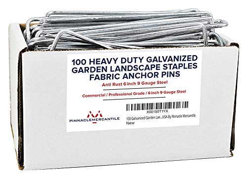 Pinnacle Mercantile Garden Stakes 6 Inch 9 Gauge Galvanized Steel Landscape Staples, Heavy Duty Landscape Fabric Stakes 200 Pack for Weed Barrier, Sod, Edging, Fencing and Drip Irrigation Made in USA - size: 9 gauge - 6 inch