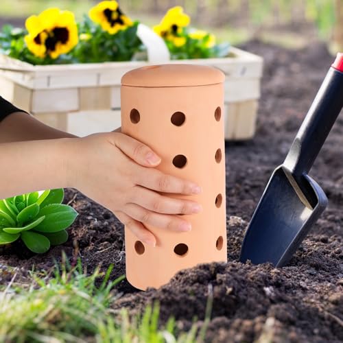 Underground Worm Farm 10 * 4.13 * 4.13Inch Garden Composting bin Ceramics Outdoor Gardening Compost Bin with Holes and Lid Clay for Vegetable Backyard Compost Bin Outdoor - style: 1pcs：10*4.13*4.13Inch