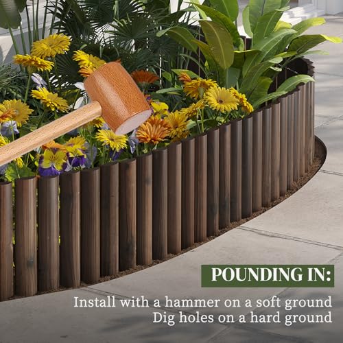 Garden Border Edging Wood Fence Landscape Edging Border Wooden Landscape Edging Decorative Garden Edging Lawn Edging Fence Flexible Garden Edging-15.7" H x 47.2" L (3PACK, 12Ft Total Length)