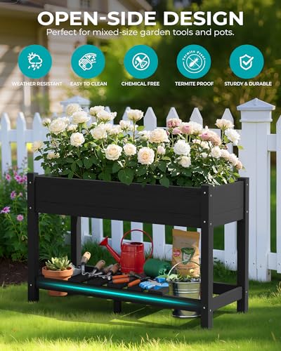 SERWALL Raised Garden Bed with Legs Set of 2-Black - color: Black, size: 2 pack