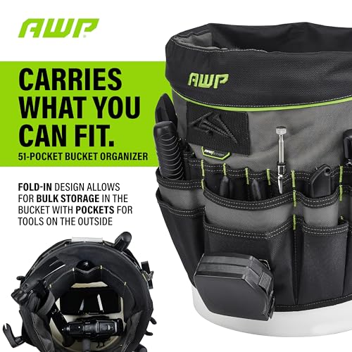AWP Bucket Tool Organizer 51-pocket, Utility Tool Bag, 1 Pack