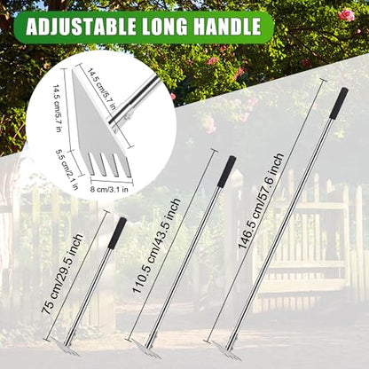 BARAYSTUS 2‑in‑1 Garden Hoe & Weed Rake with Long Handle for Weeding - size: Small Head: 3.1" W x 7.4" H